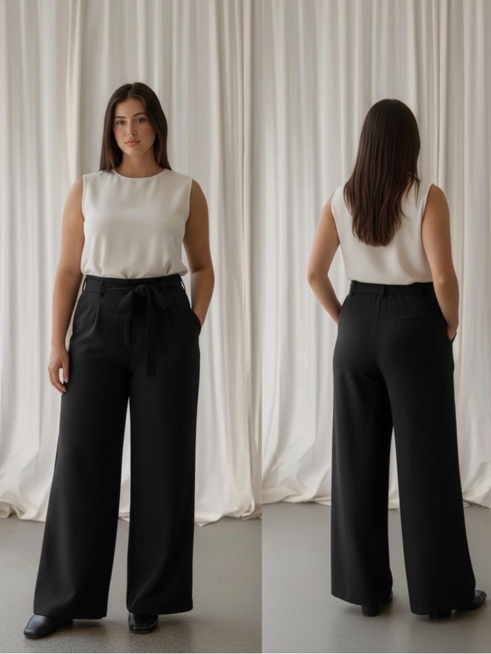 Torrid black wide leg dress pants elastic waist belt hoops plus size 0